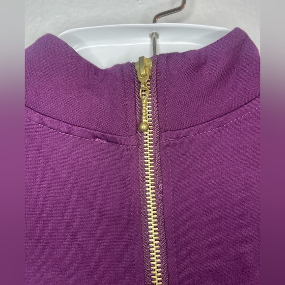 Venus Bell Sleeve Mock Neck Bodycon Dress – Plum Purple – Size M - Picture 7 of 8